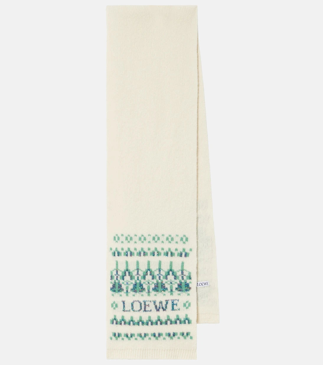 Loewe - Logo sequined wool-blend jacquard scarf