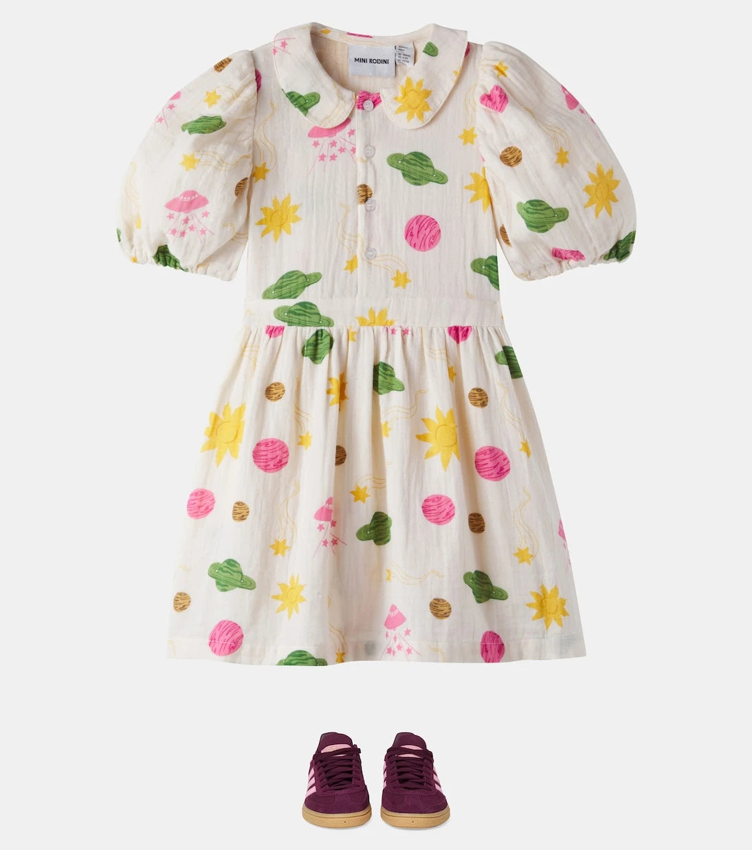 Mini Rodini - Space printed cotton muslin dress