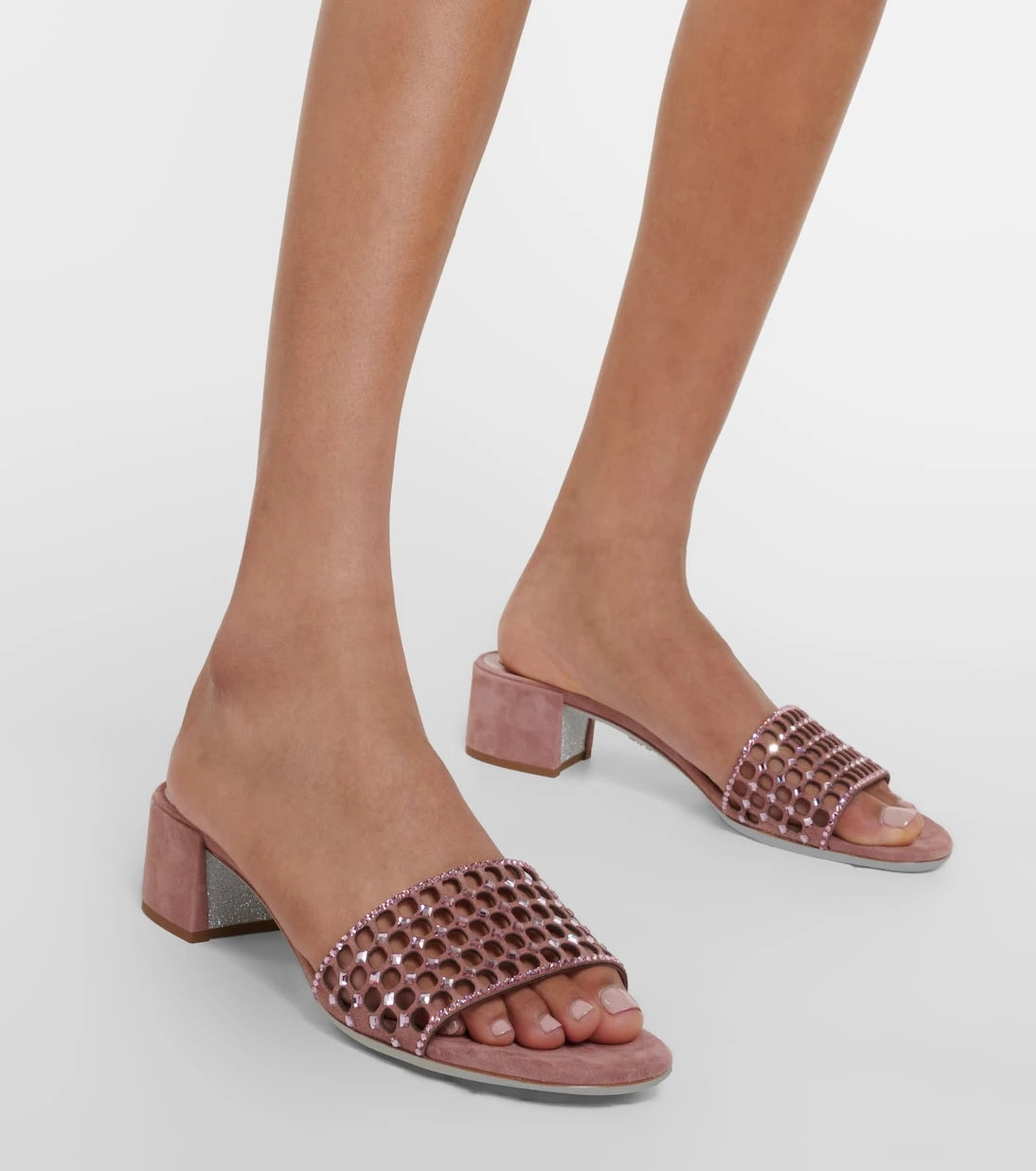 Rene Caovilla - Embellished suede mules