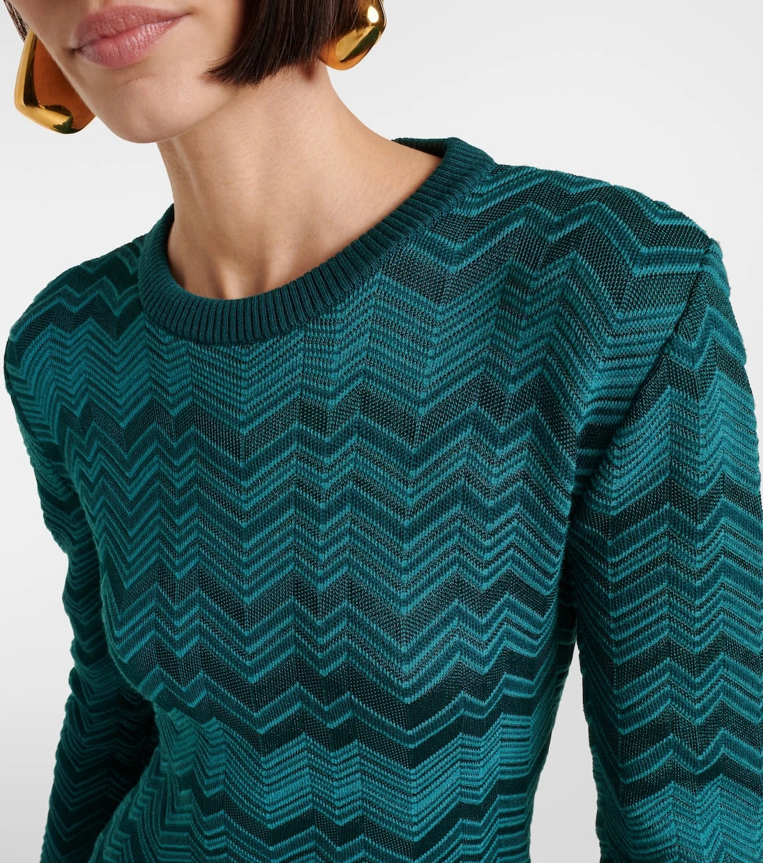 Missoni - فستان قصير محبوك بنقشة الزجزاج