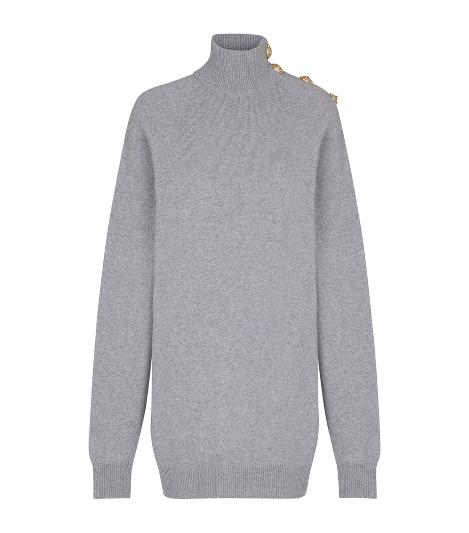 Grey Cashmere-Virgin Wool Mini Sweater Dress