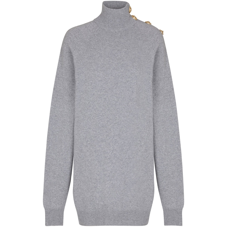 Grey Cashmere-Virgin Wool Mini Sweater Dress