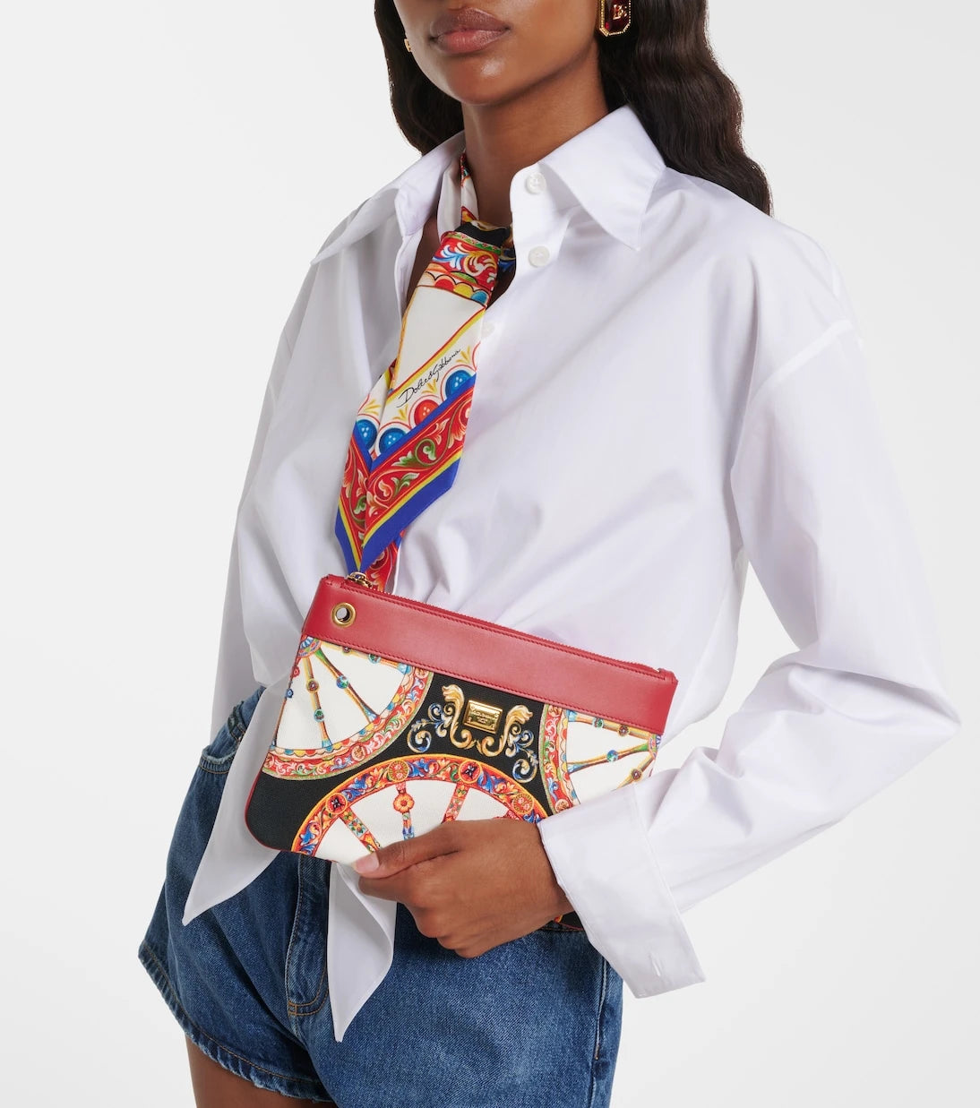 Dolce&Gabbana - Small printed leather-trimmed canvas pouch