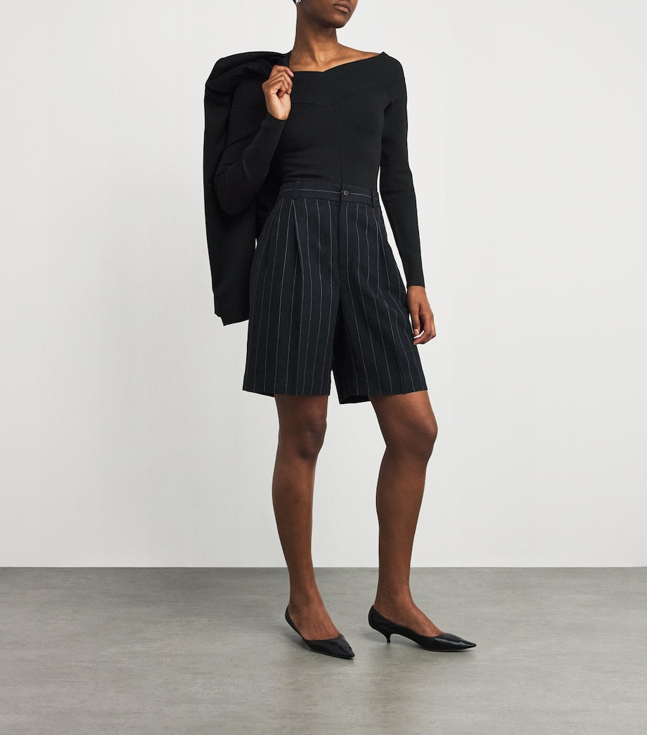 Stella McCartney Black Stretch Knit Off-The-Shoulder Top