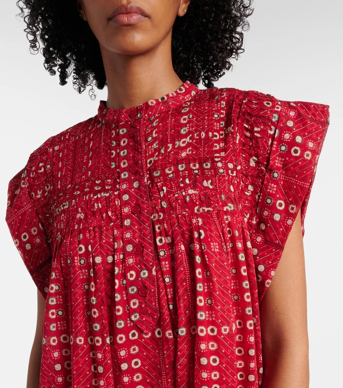 Marant Etoile - فستان ميني مطبوع من القطن طراز Leazali