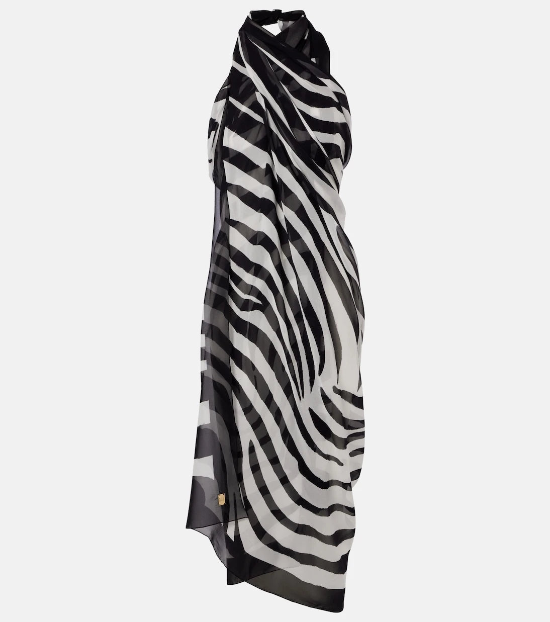 Balmain - Zebra-print silk beach cover-up