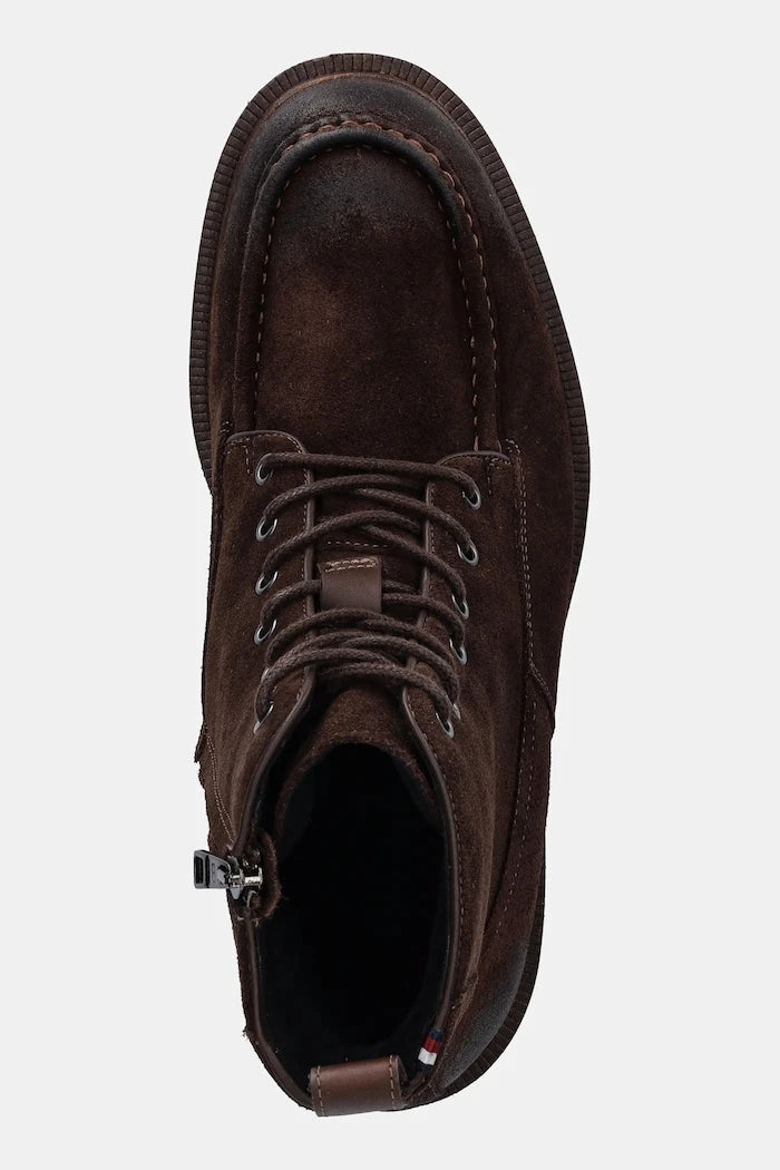Велурени обувки Tommy Hilfiger CLEATED HILFIGER W SDE MOC BOOT