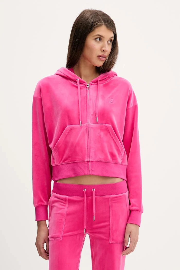Juicy Couture BRENDAL Crop Oversized Kadife Sweatshirt