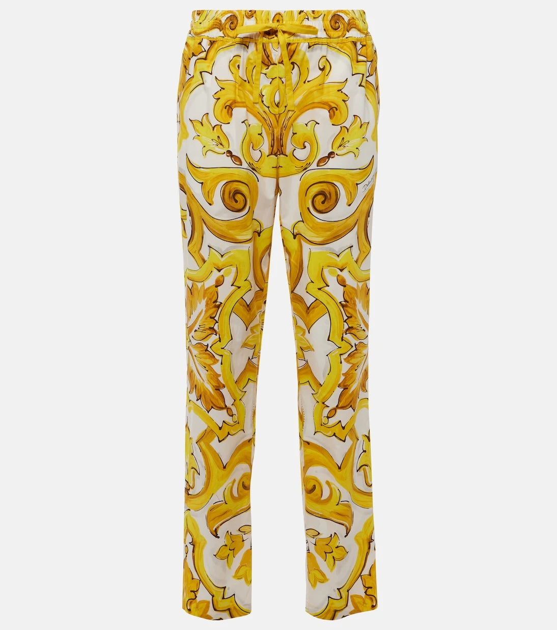 Dolce&Gabbana - Majolica high-rise cotton straight pants