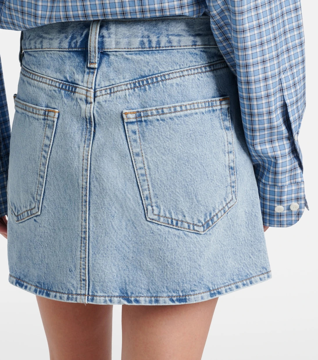 Çerçeve - Pili detaylı denim mini etek