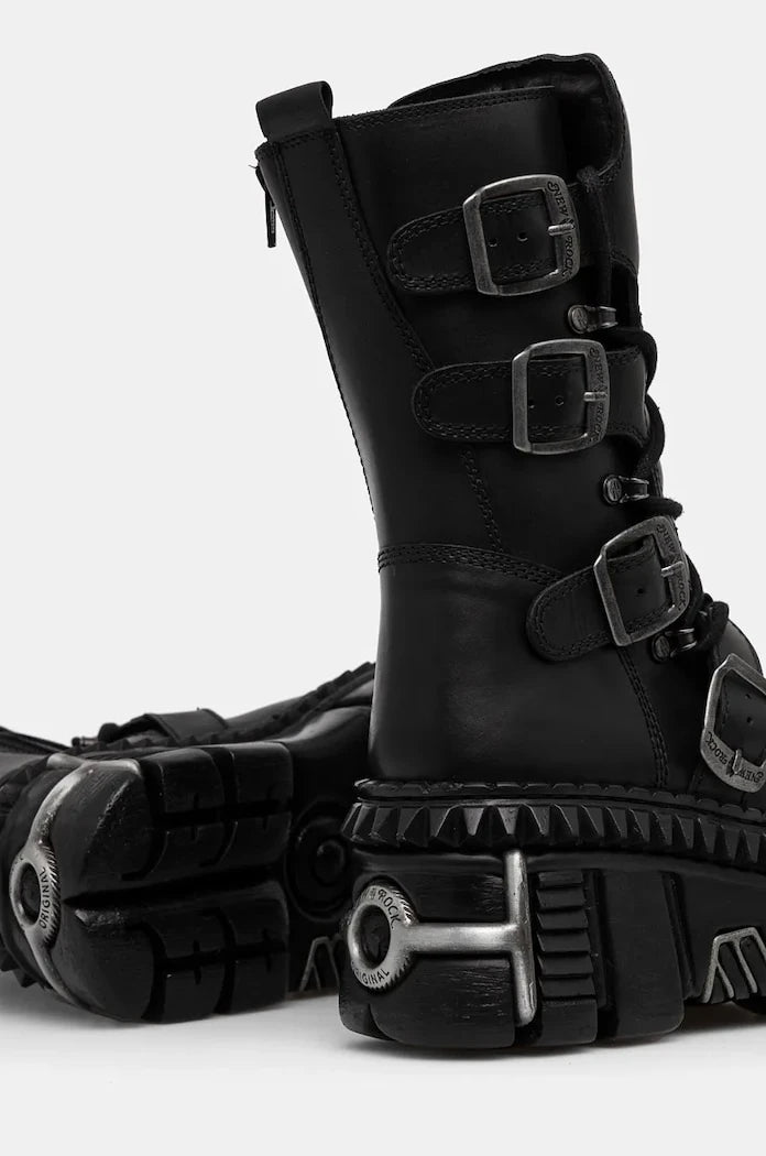 Кожени боти New Rock ITALI NEGRO NOMADA + TOWER CASCO + ACERO PICOS