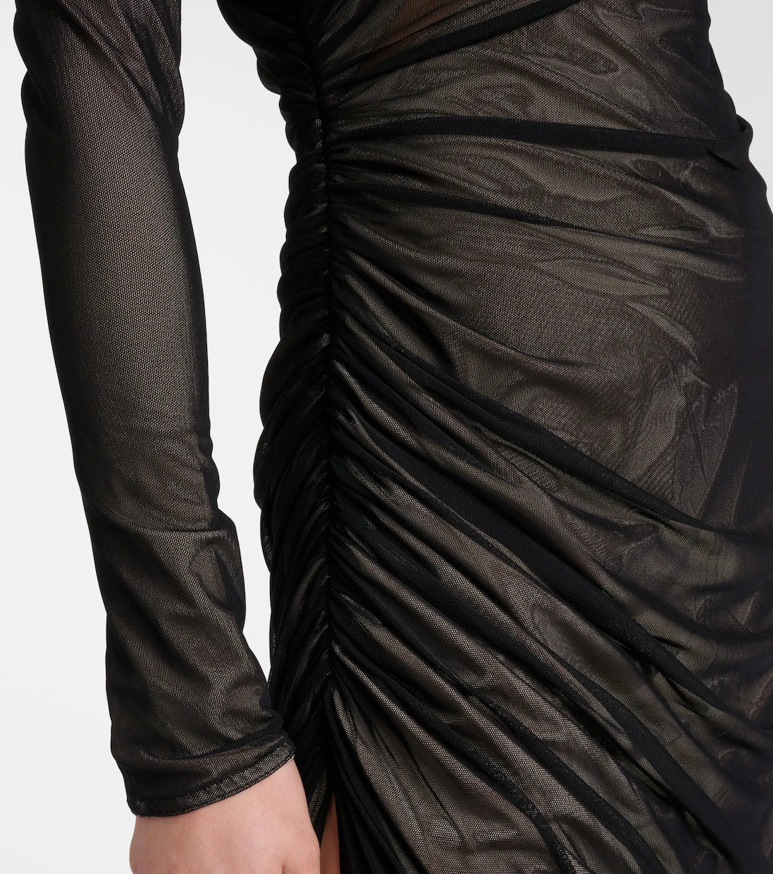 Mugler - Asymmetrical mesh midi dress
