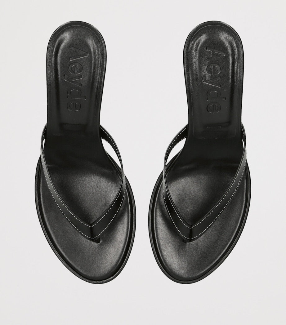 Black Leather Daphne Heeled Sandals 75