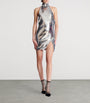 Silver Sequinned Halterneck Mini Dress