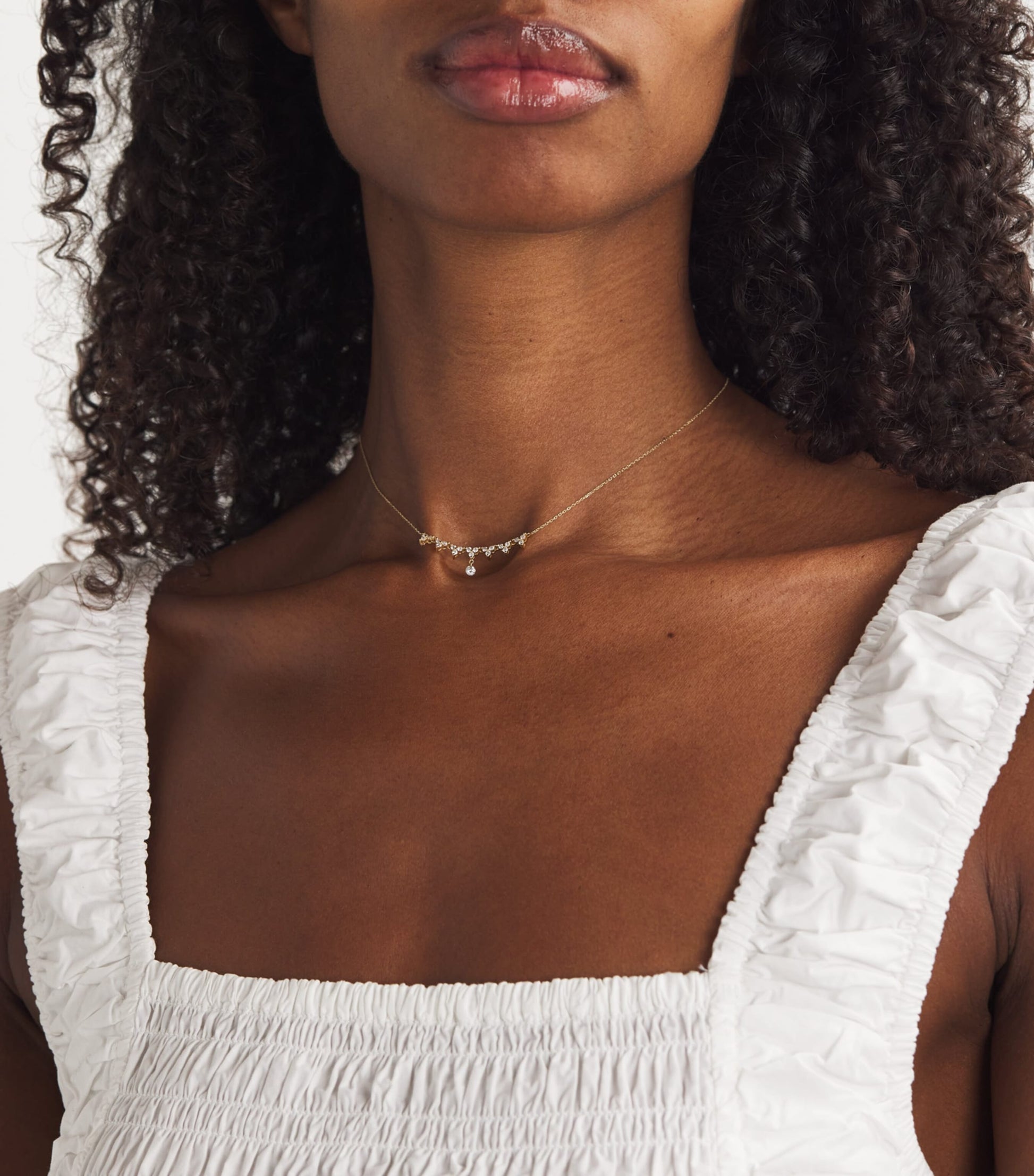 Persée Yellow Gold and Diamond Triangle Tennis Necklace