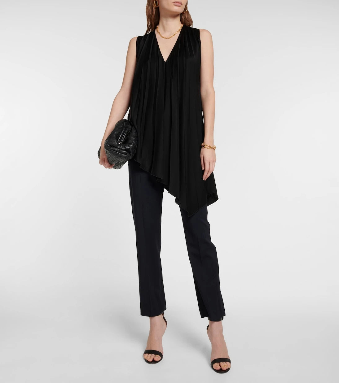 Joseph - Pleated asymmetric satin top
