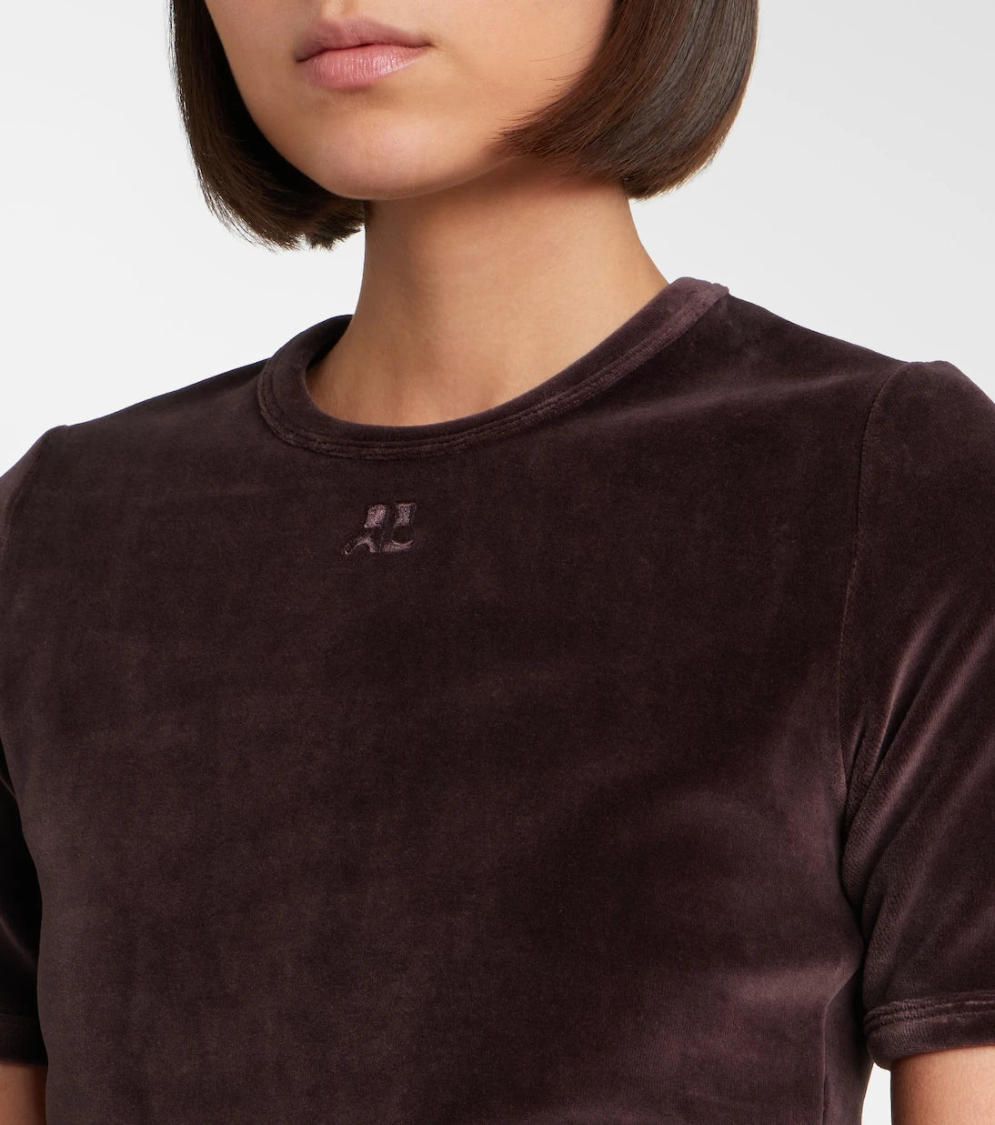 Courrèges - Cotton-blend velvet T-shirt