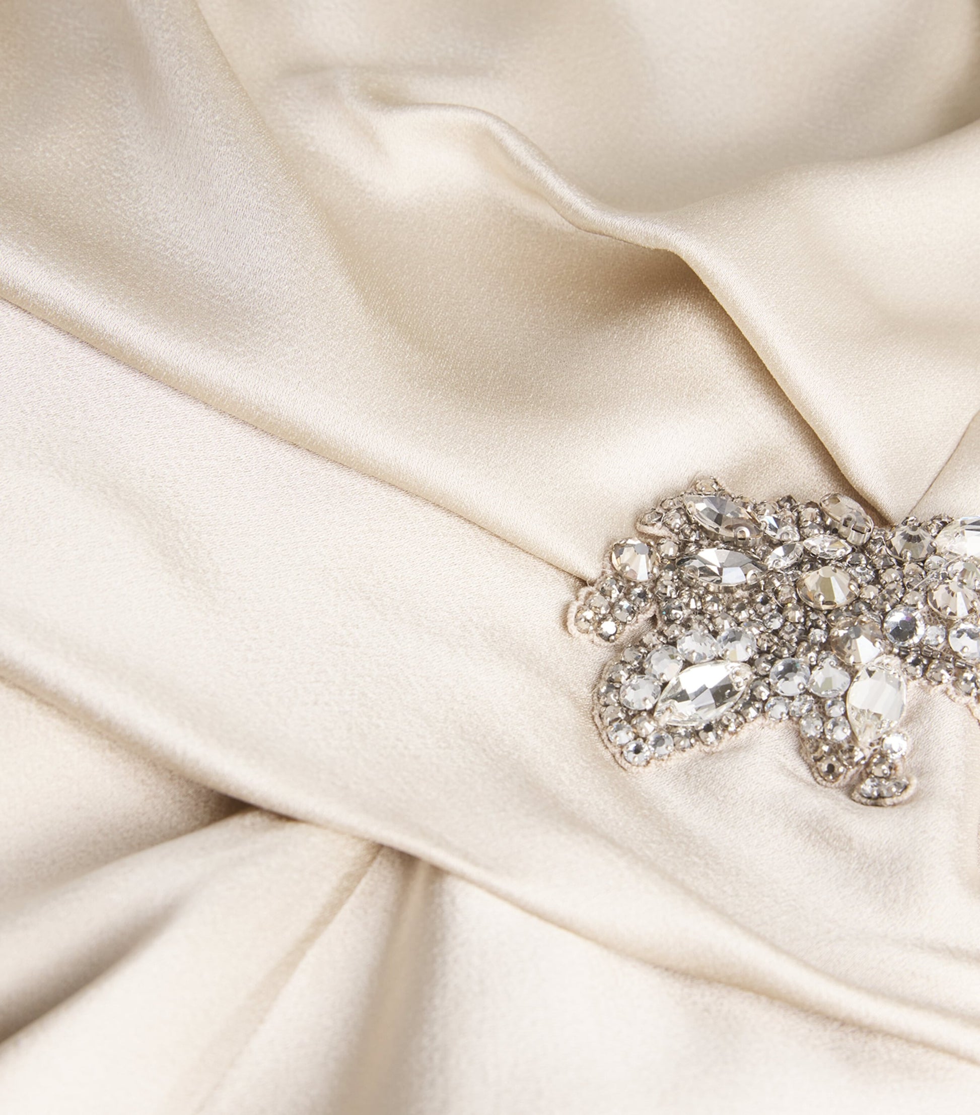 Erdem Gold Satin Cady Embellished Draped Midi Dress