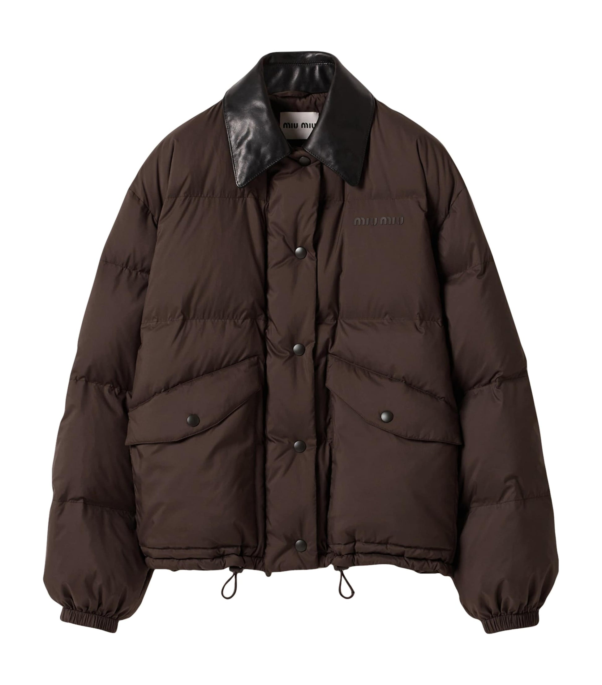 Brown Down Technical Pongé Puffer Jacket