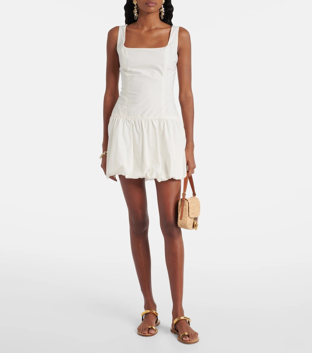 Faithfull - Gathered cotton poplin minidress