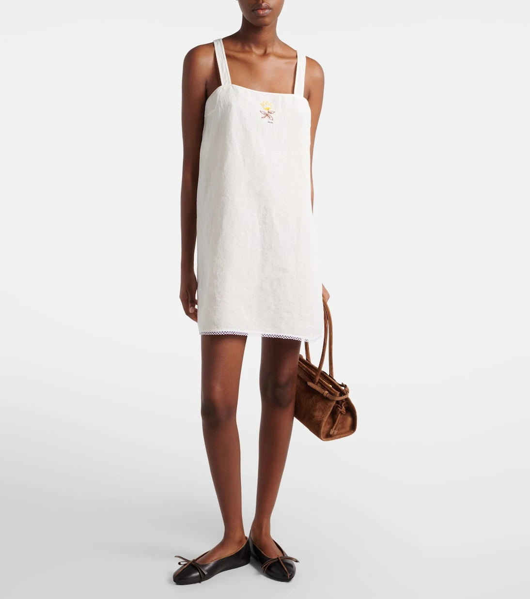 Prada - Embroidered linen minidress