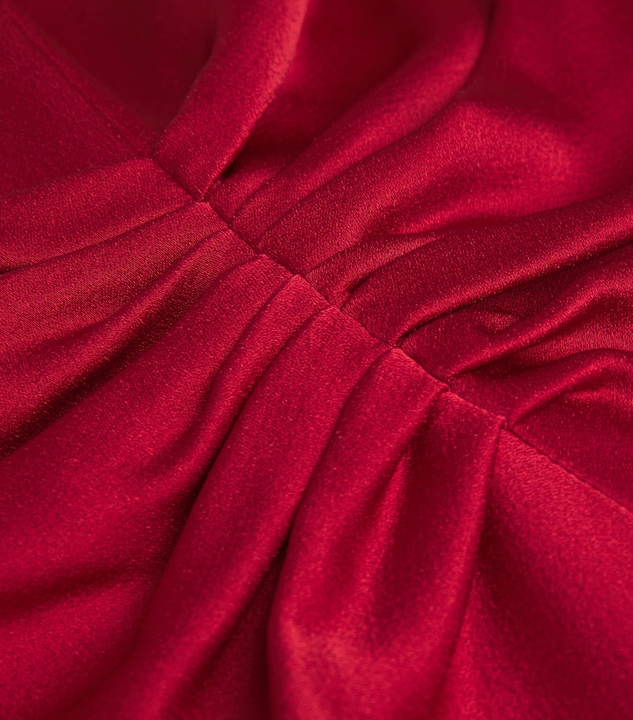 Victoria Beckham Red Gathered Waist Midi Dress