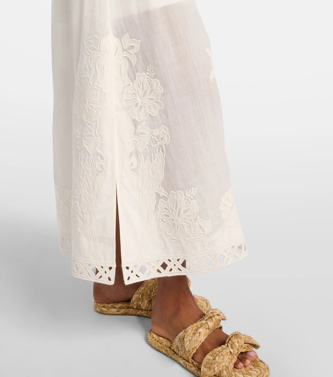 Zimmermann - Indra embroidered ramie midi dress