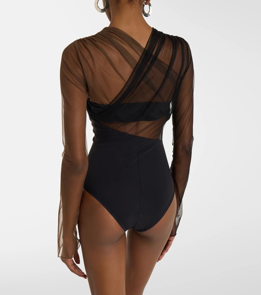 Nensi Dojaka - Cutout ruched sheer bodysuit