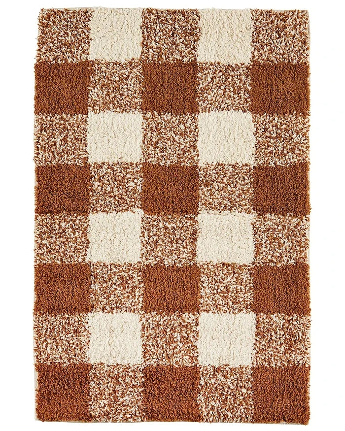 Madam Stoltz CHecked Tufted Banyo Paspası