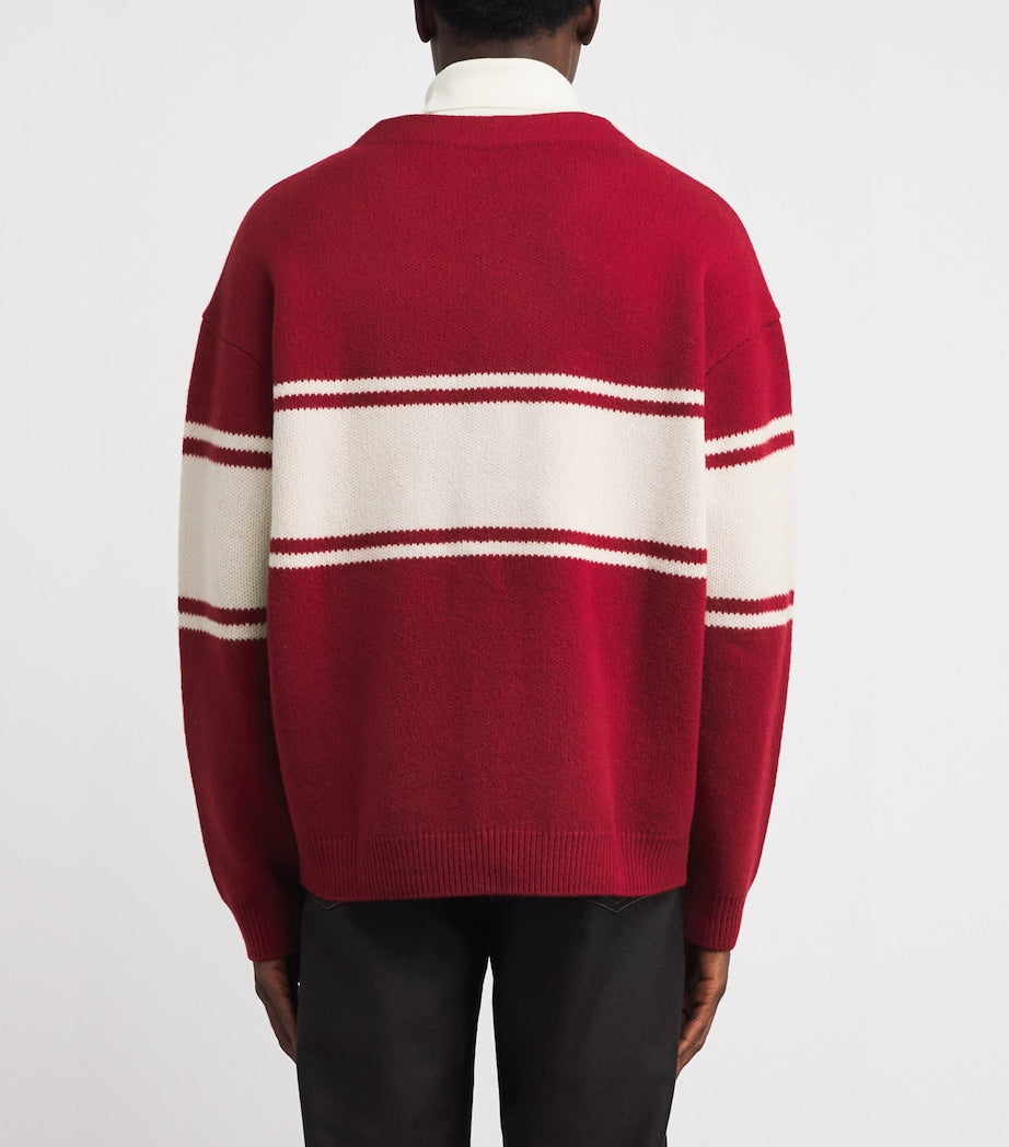 Emporio Armani Red Virgin Wool Cardigan