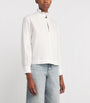 White Cotton Ruffled Collar Blouse
