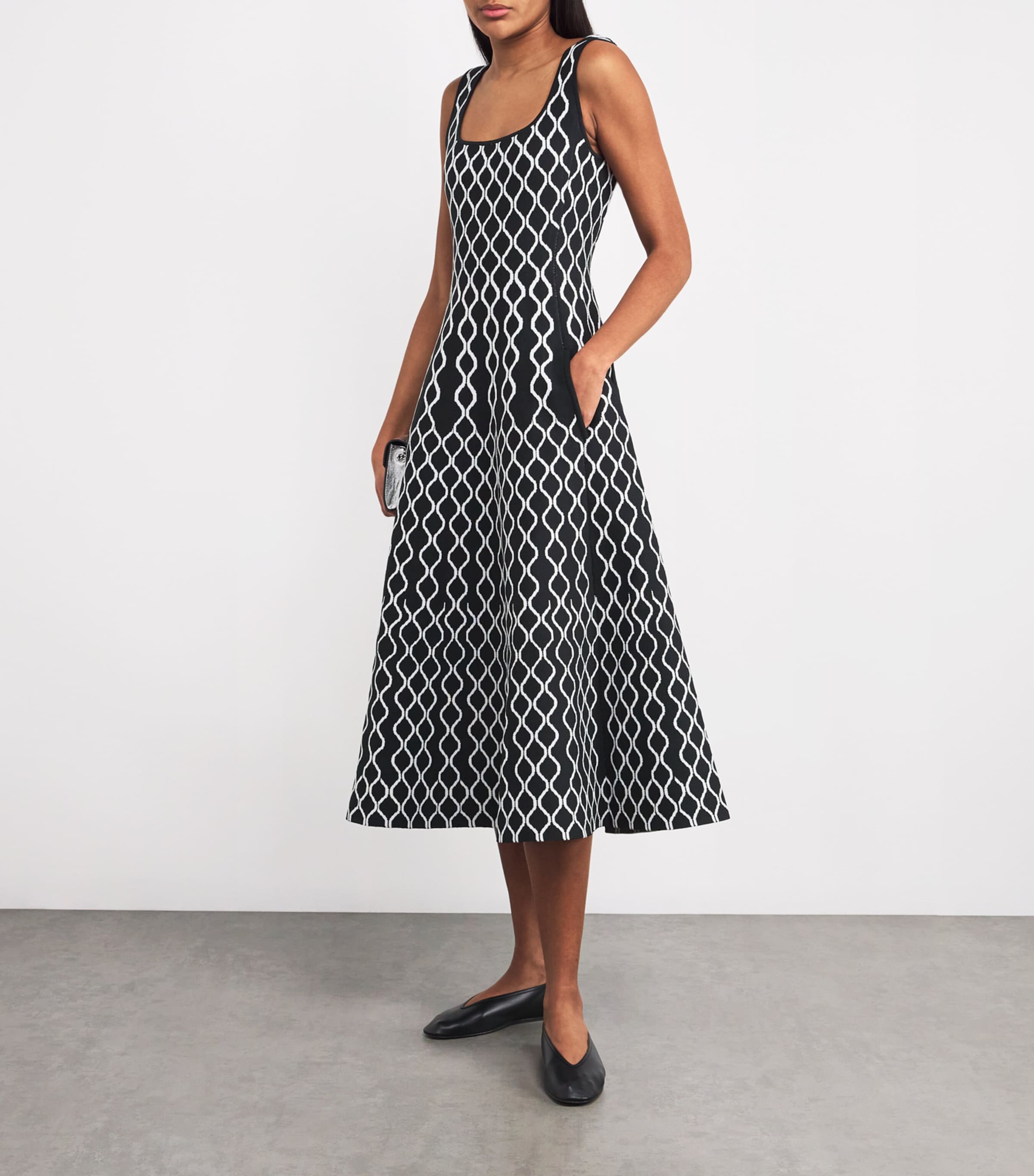 Maje Multi Jacquard Knit Midi Dress