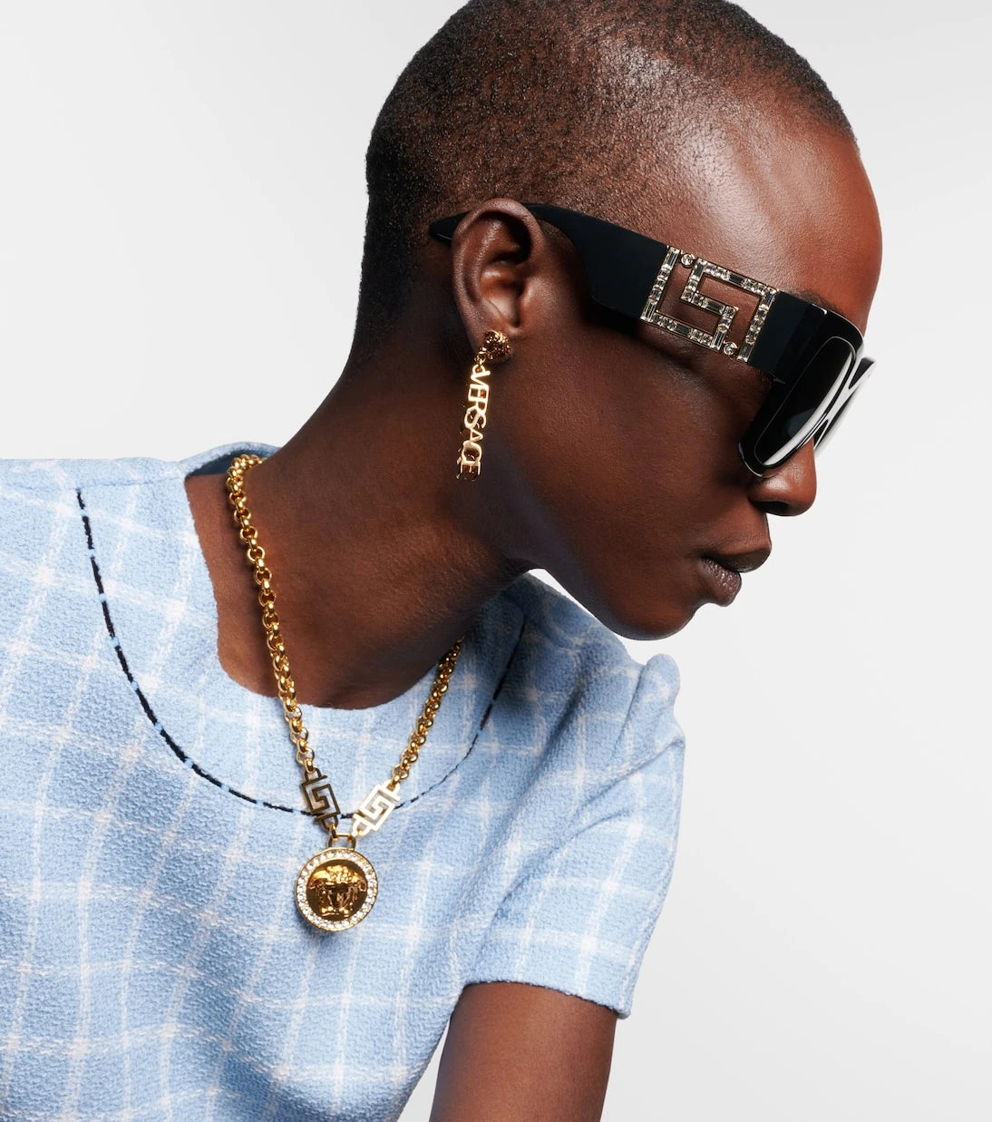 Versace - Greca embellished oversized sunglasses