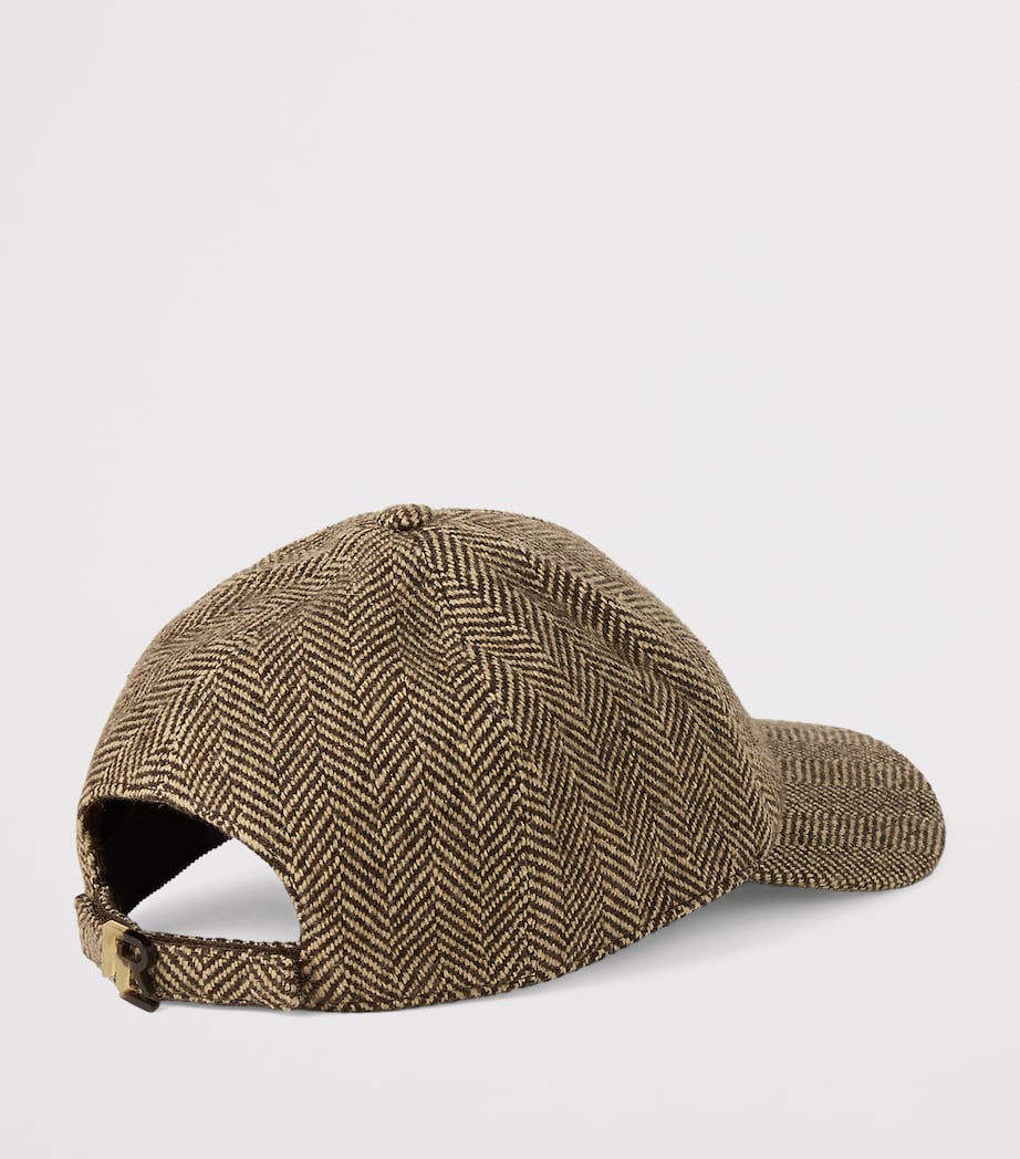 Ralph Lauren Collection Beige Cashmere-Silk Herringbone Tweed Cap