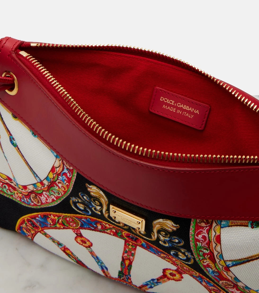 Dolce&Gabbana - Small printed leather-trimmed canvas pouch