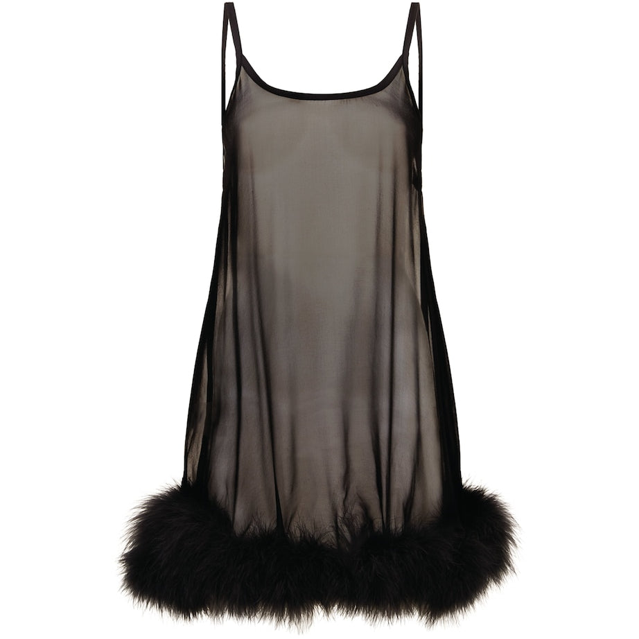 Gilda & Pearl Black Diana Marabou Babydoll