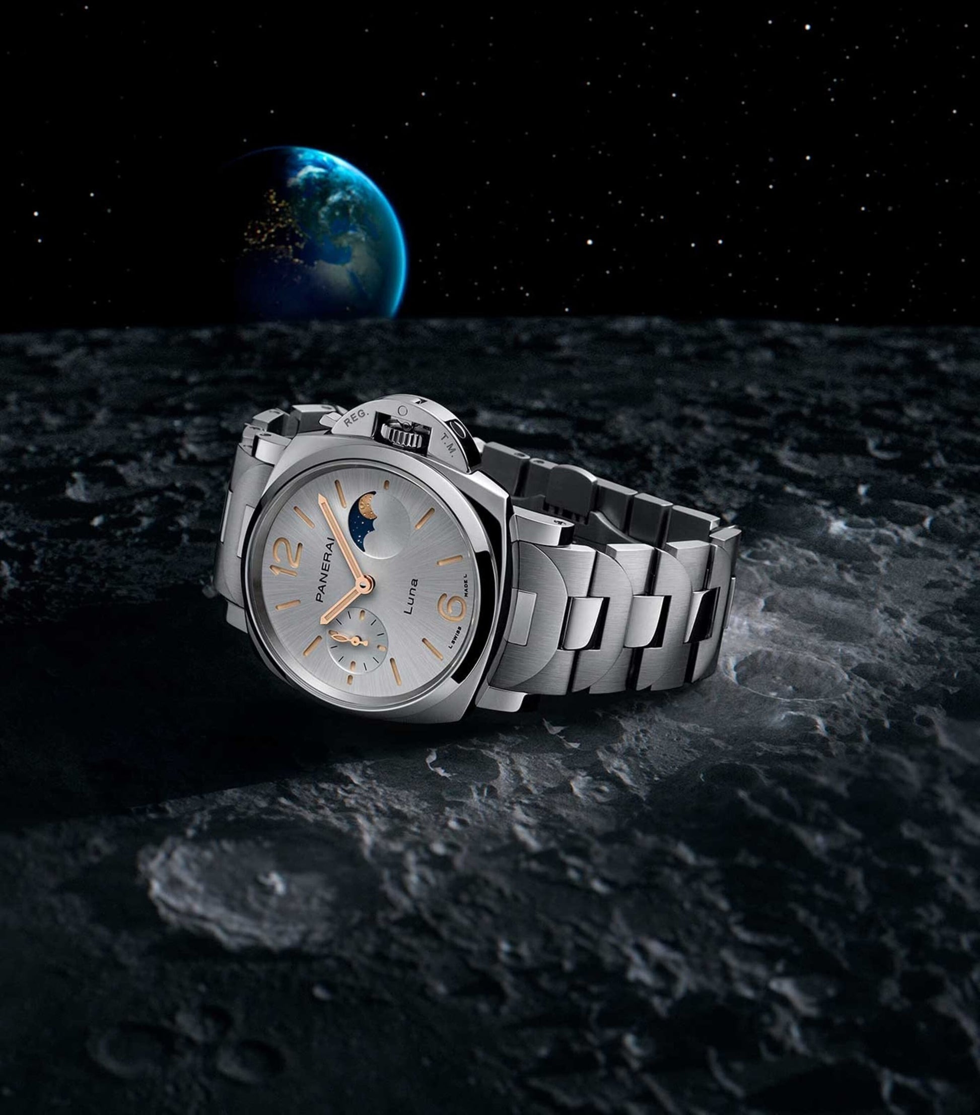 Stainless Steel Luminor Due Luna Watch 38mm