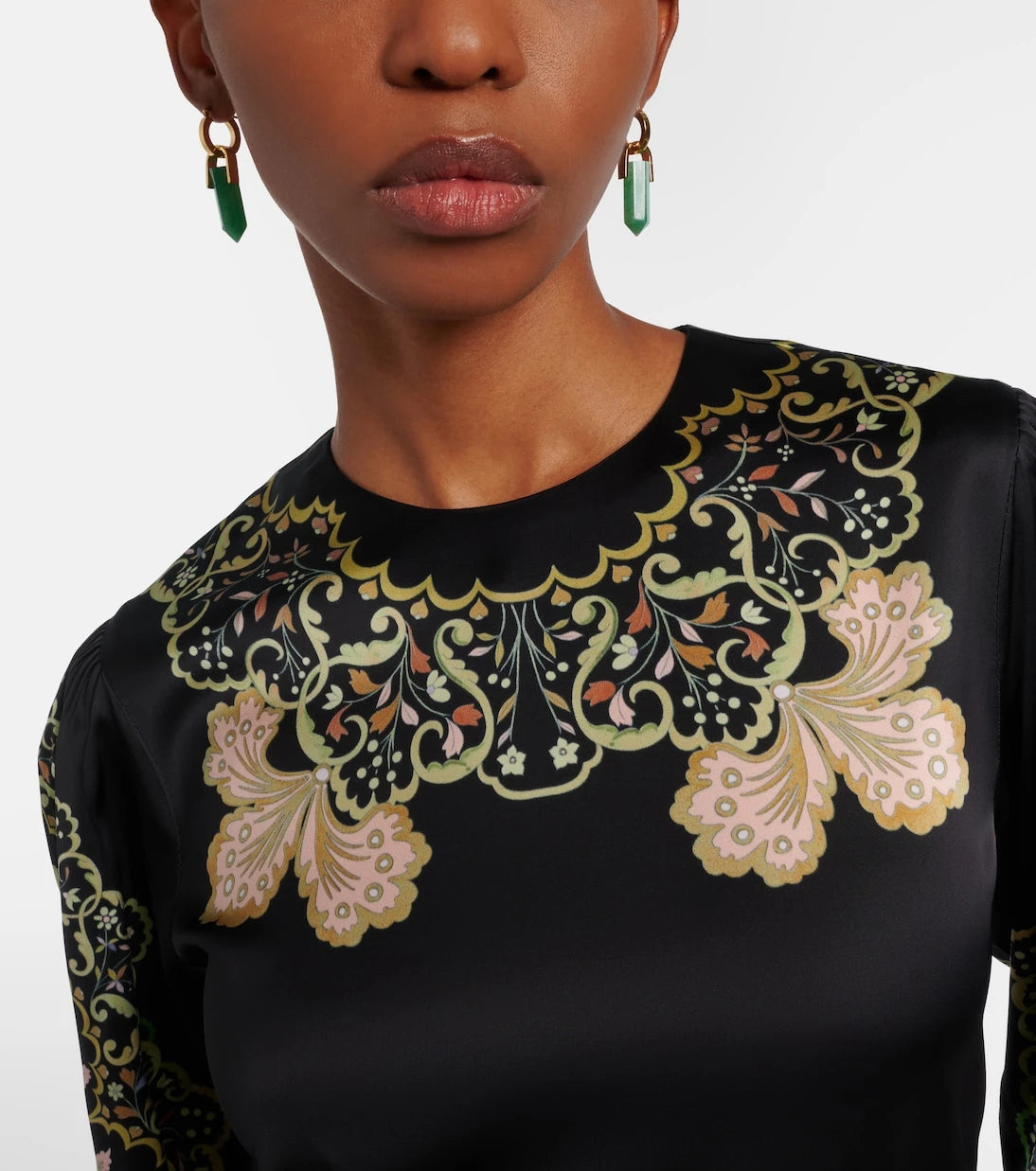 La DoubleJ - Pillar embellished gold-plated earrings