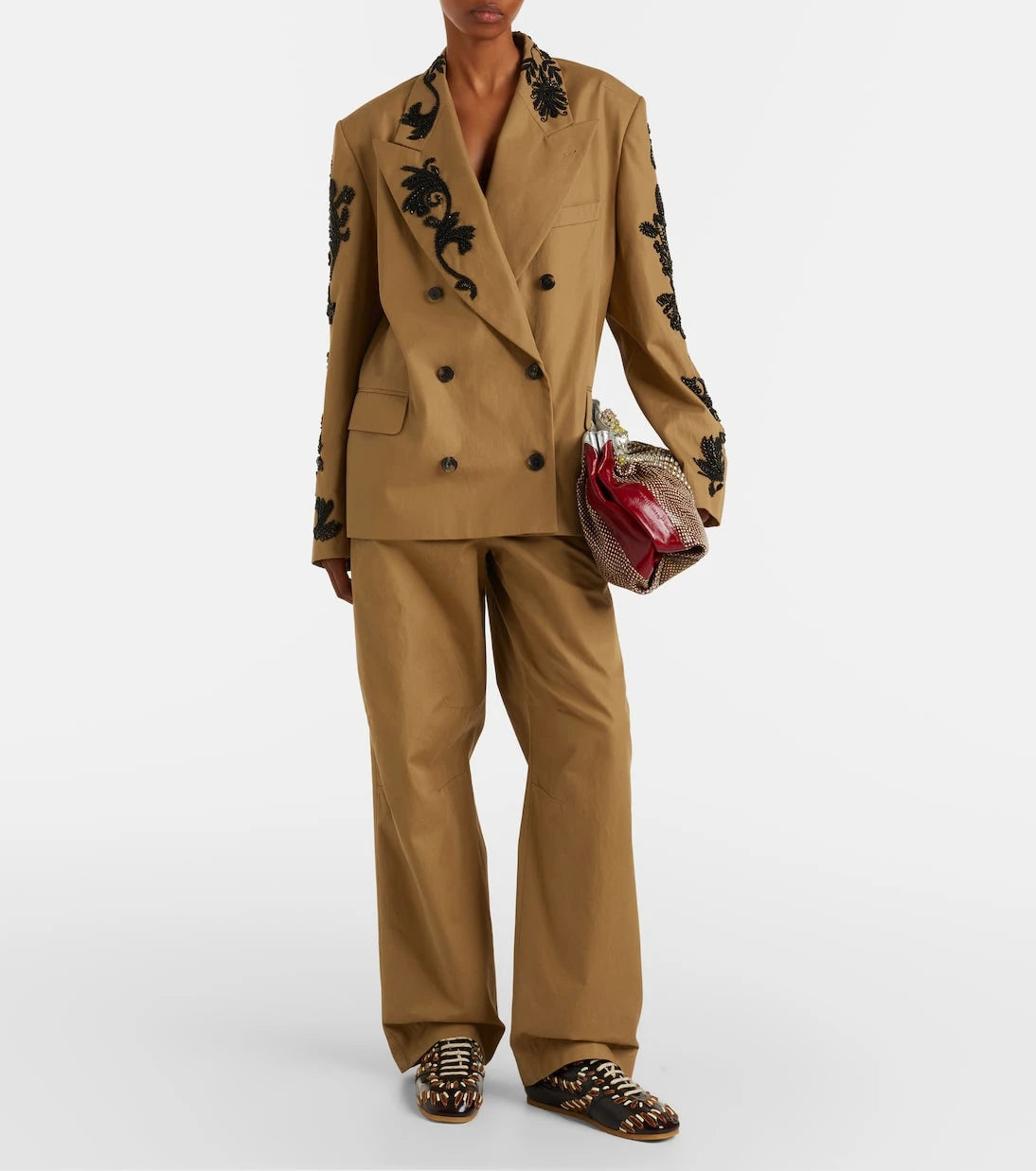Dries Van Noten - Embellished cotton double-breasted blazer