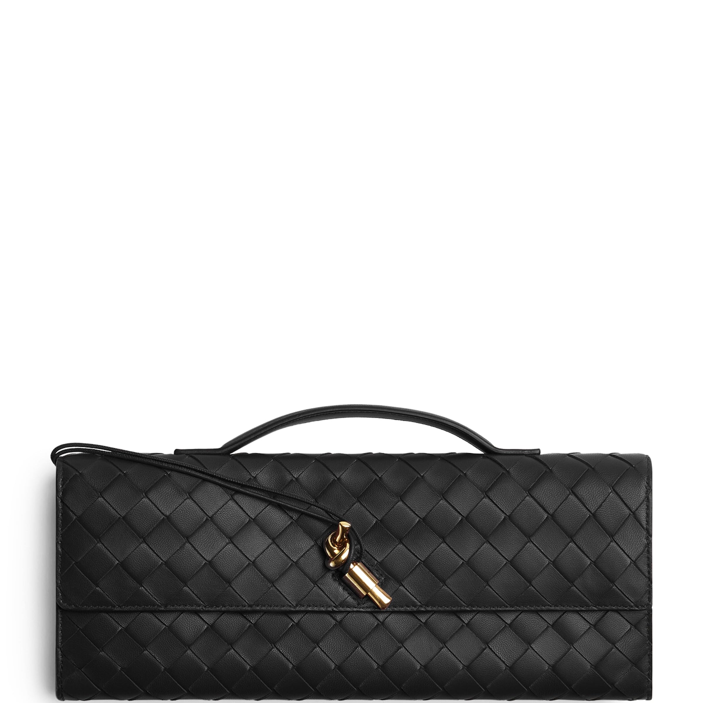Bottega Veneta Black Leather Andiamo Clutch Bag