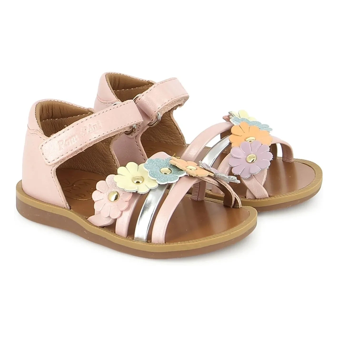 Pom d'Api - Poppy Multi Flo sandals | Powder pink