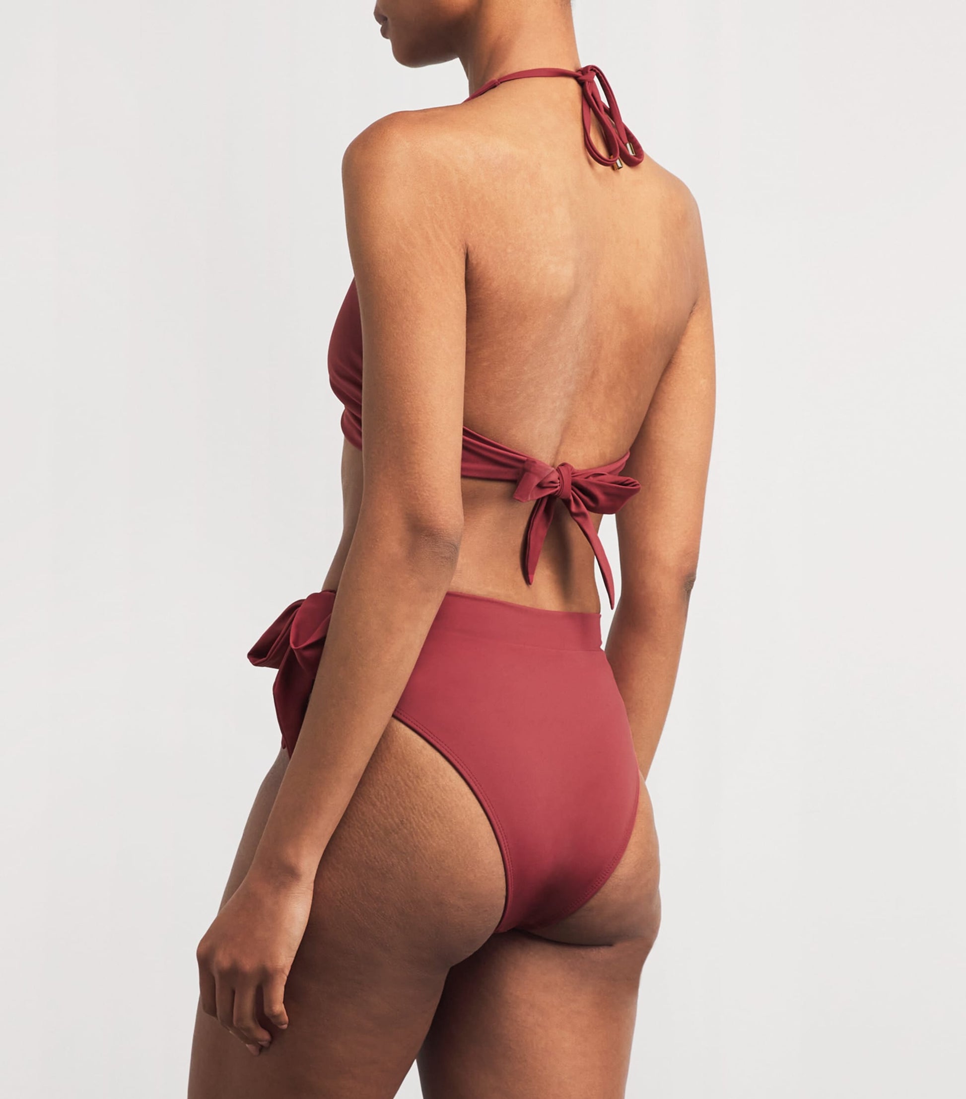 AWAY THAT DAY Burgundy Tahiti High-Rise Bikini Bottoms