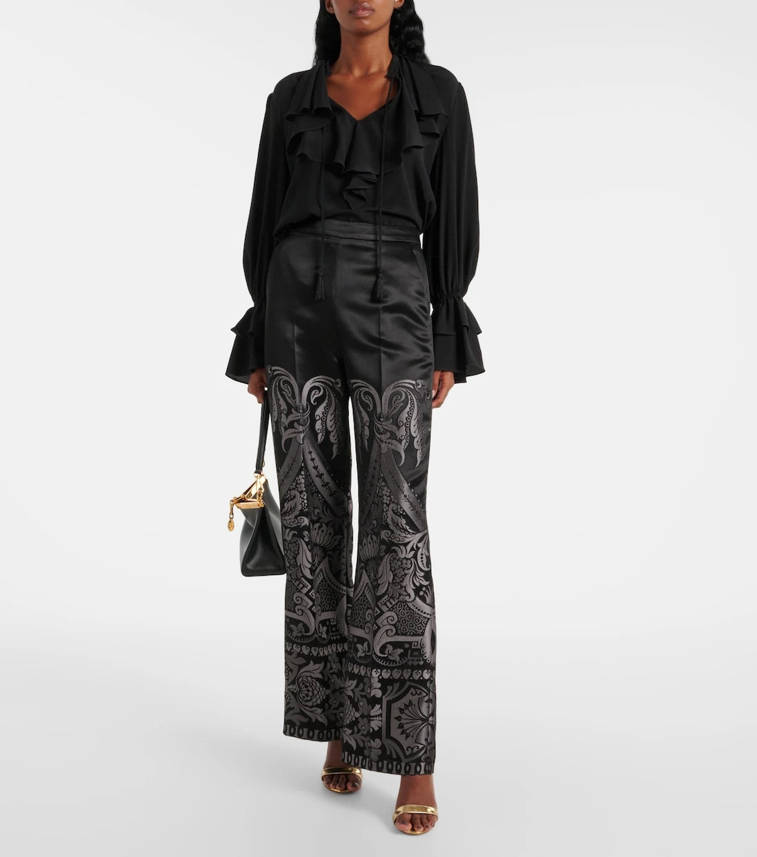 Etro - Printed silk-blend wide-leg pants