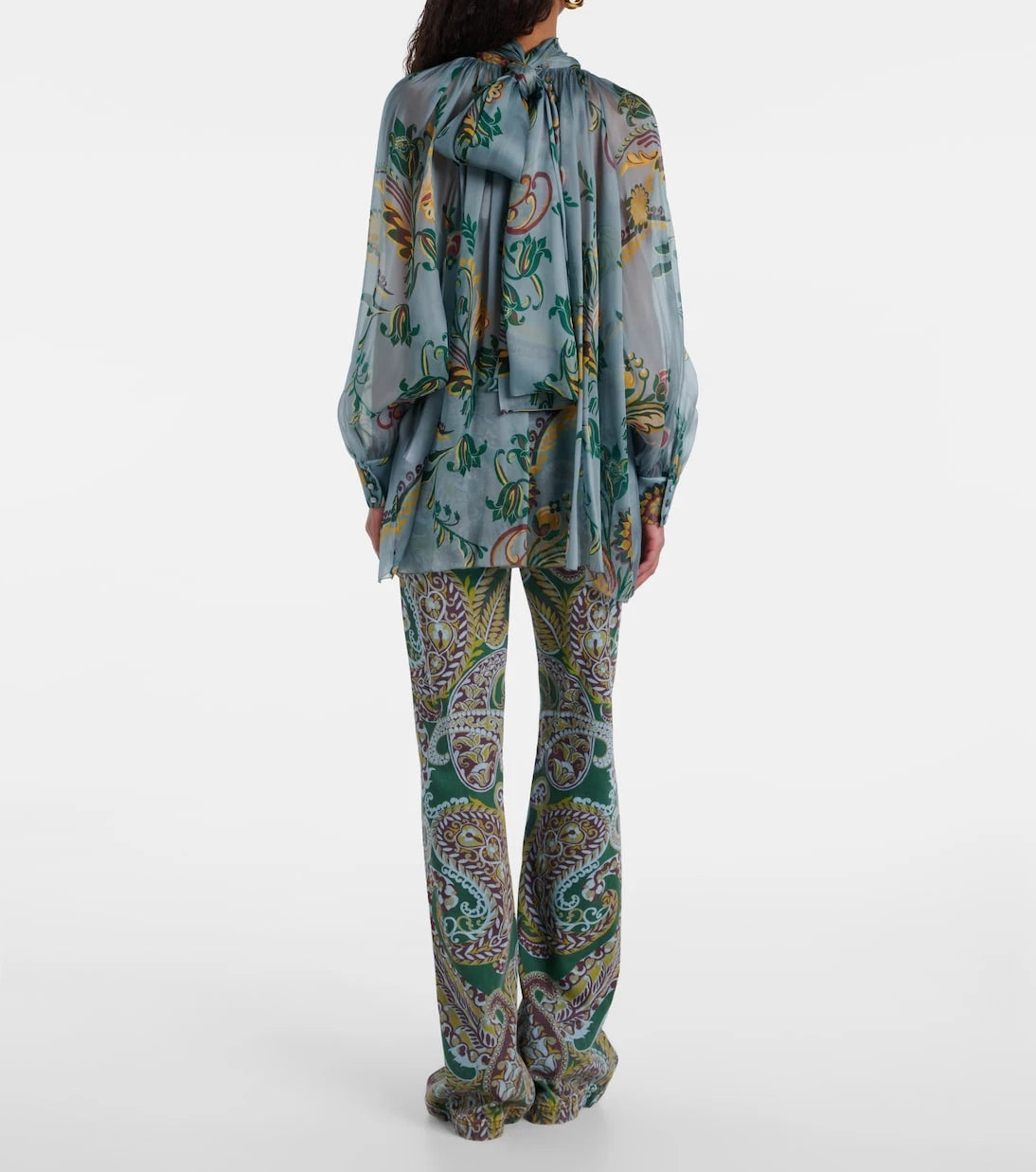 Etro - Printed ruched silk top