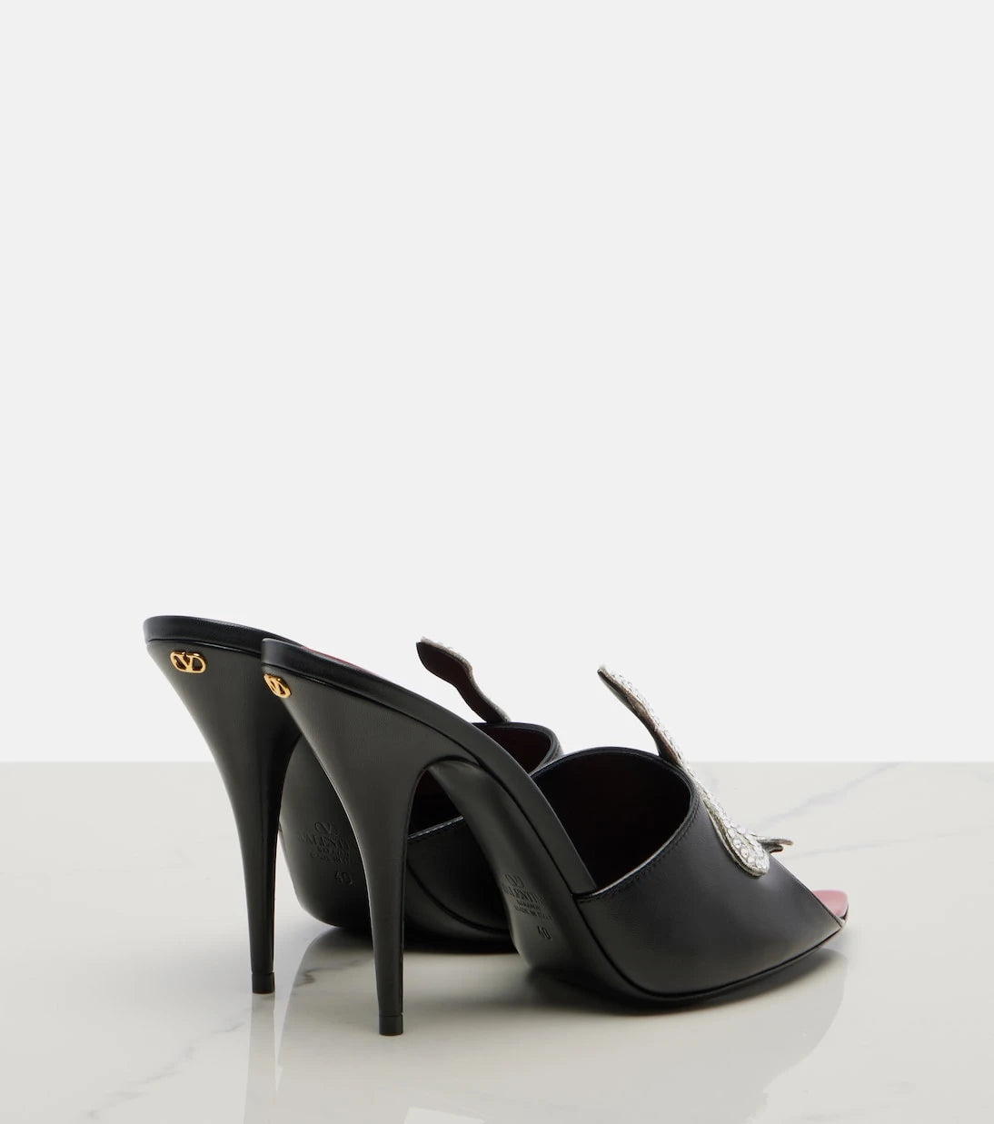Valentino Garavani - Cœur Vipère embellished leather mules