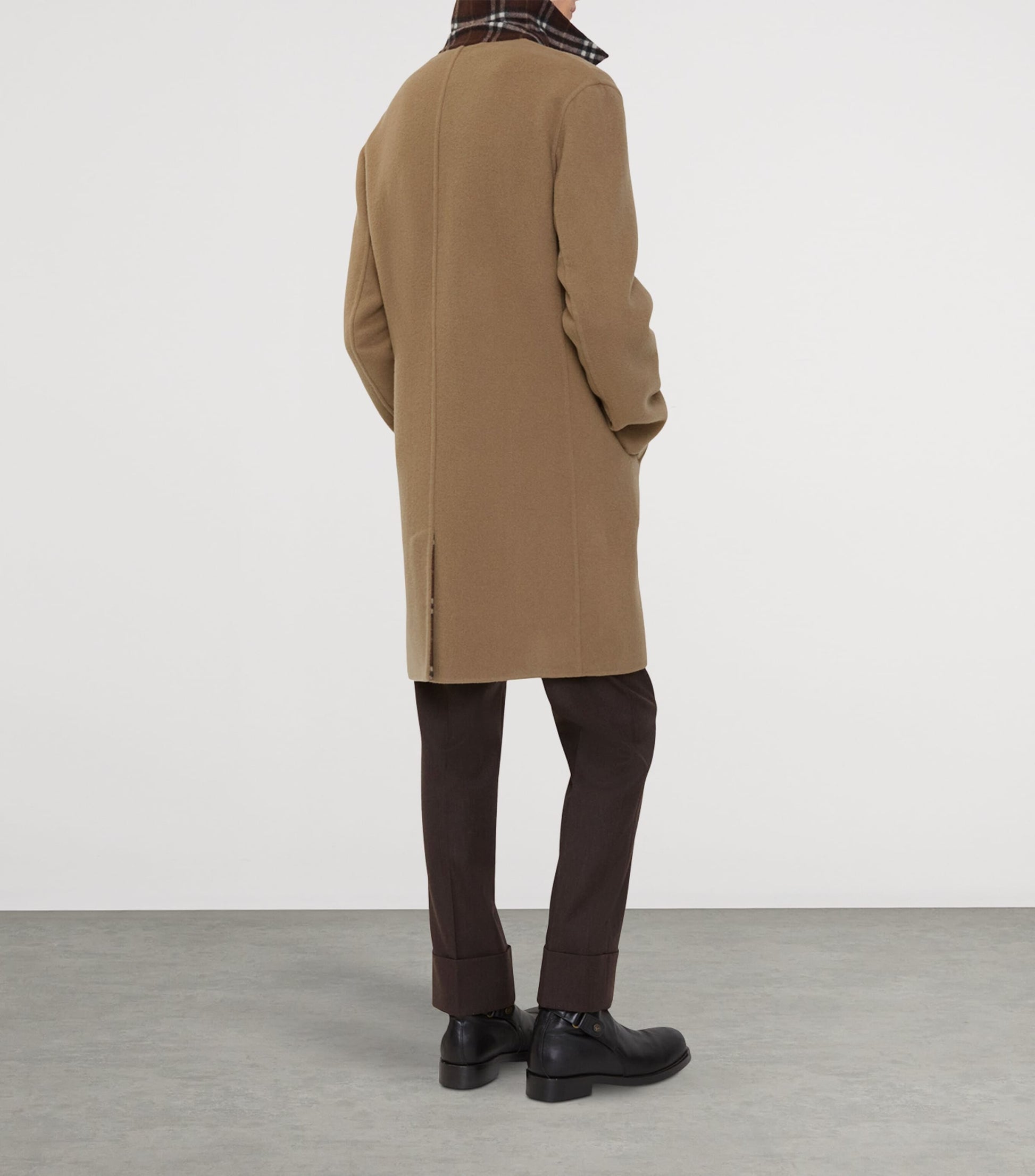 Beige Wool Mid-Length Car Coat