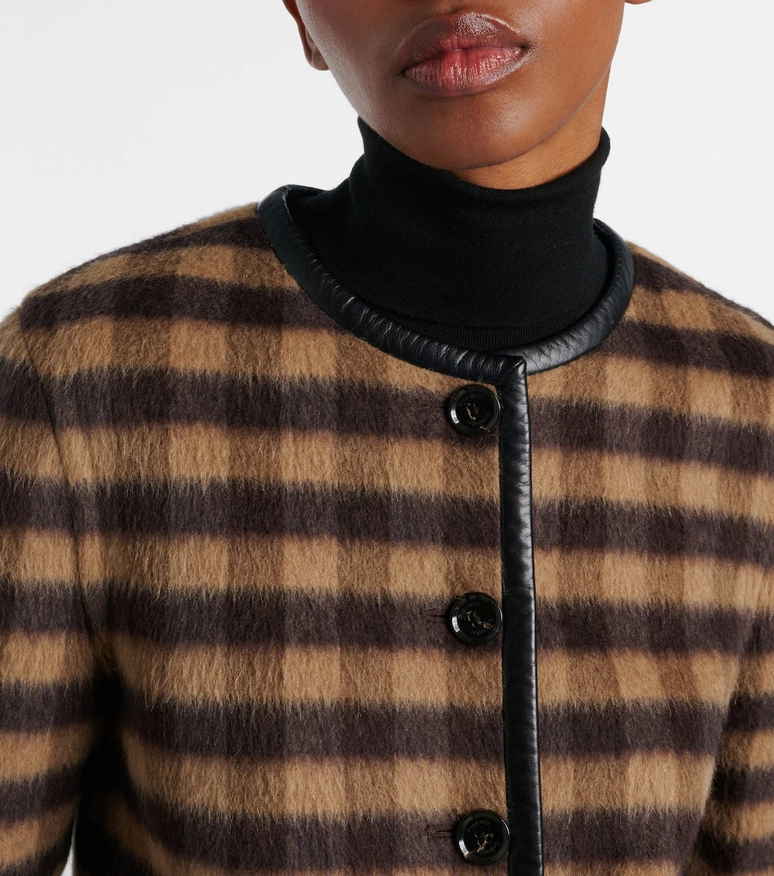 Proenza Schouler - Checked leather-trimmed wool-blend jacket