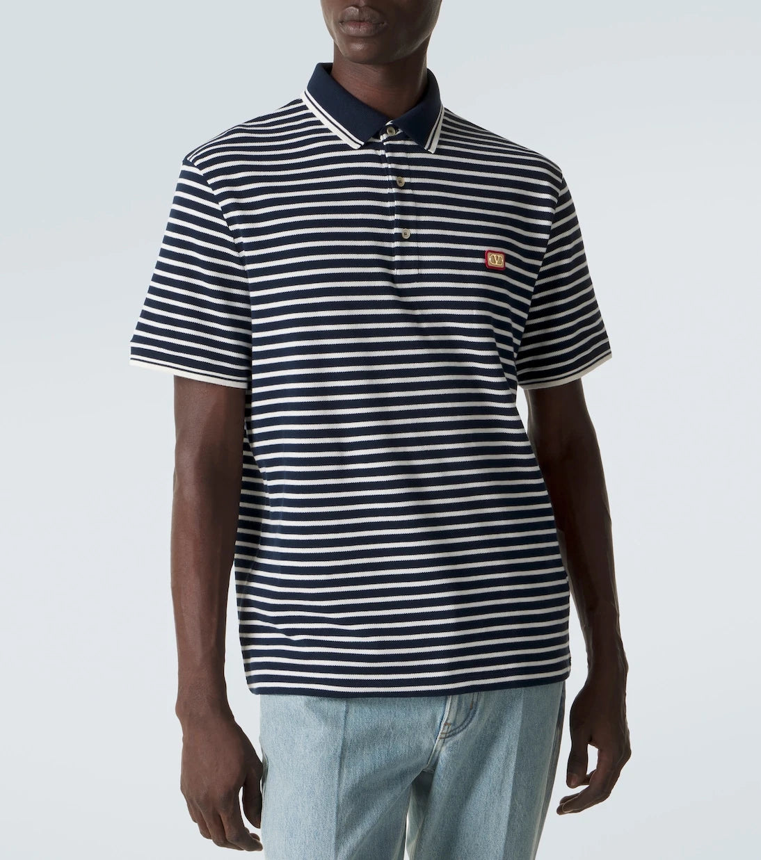 Valentino - VLogo striped cotton polo shirt