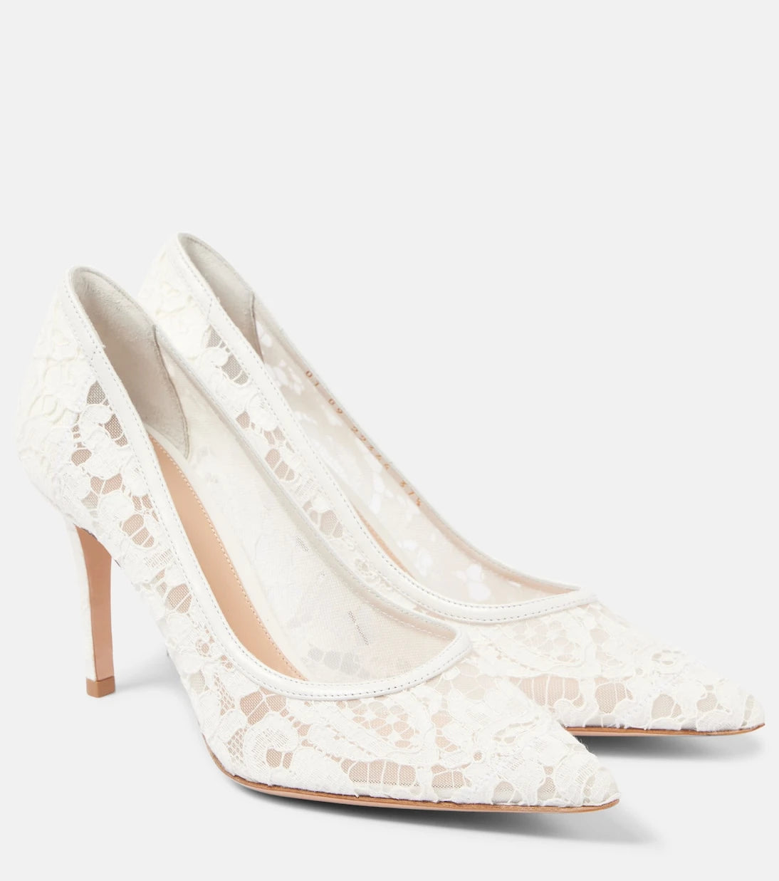 Gianvito Rossi - Lyon 85 leather-trimmed lace pumps