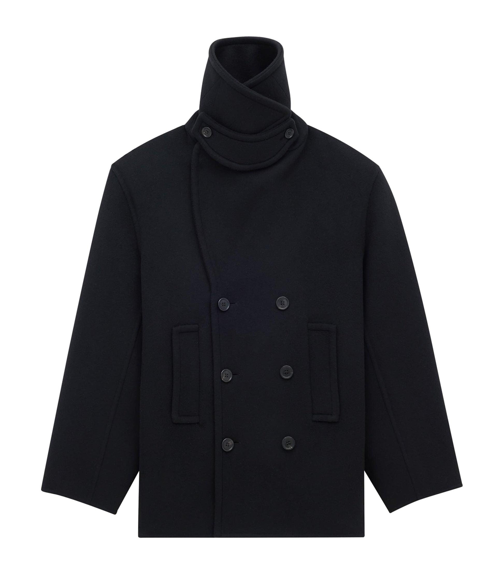Saint Laurent Black Wool Pea Coat